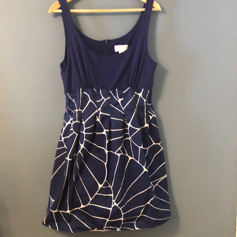Jessica Simpson Blue & White Mid-Thigh Dress Size 14